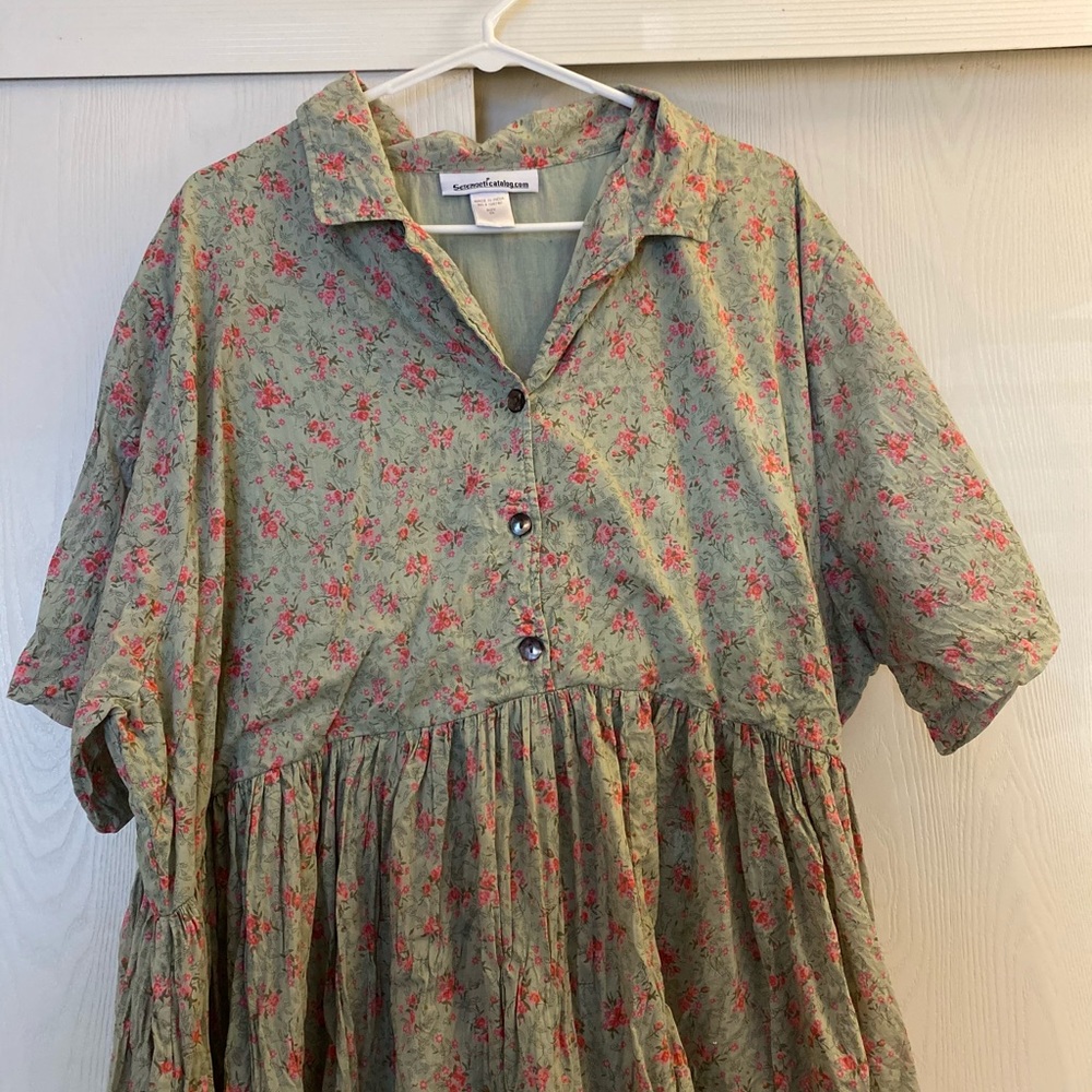 Green Cottage core dress